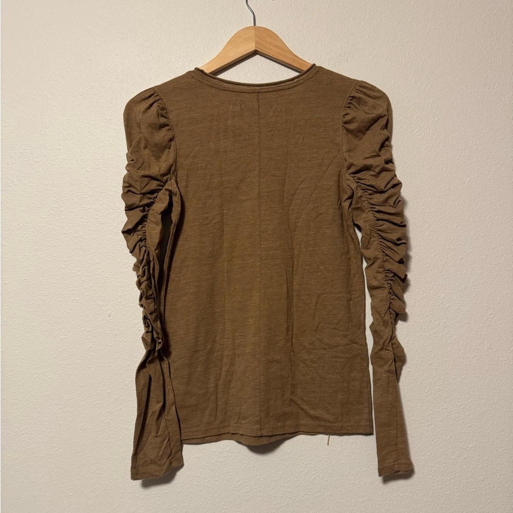 Free People Tan Ruched Sleeve Top - Picture 3 of 3